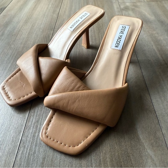 Steve Madden Thai leather padded square toe kitten heel size 8.5 - Picture 2 of 5